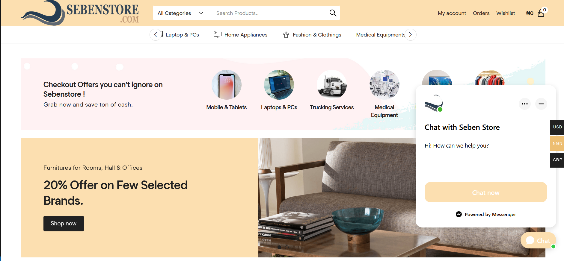 Sebenstore Website Image